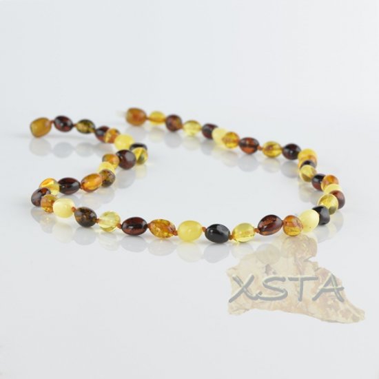 Olive amber necklace polished multicolour
